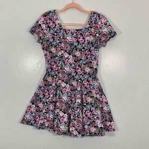 Vintage 90’s Pink Purple Floral Open Bow Dress